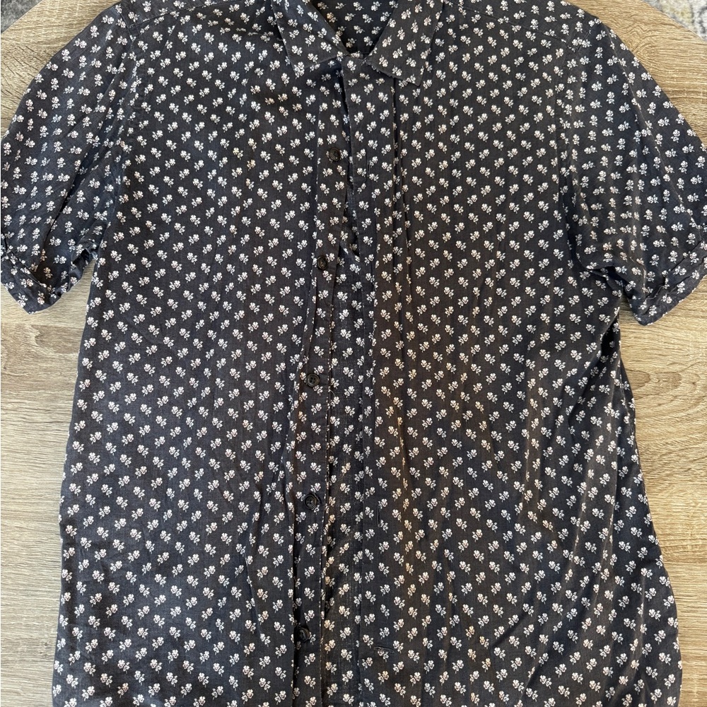 All Saints Black and White Casual Button Down Shirt